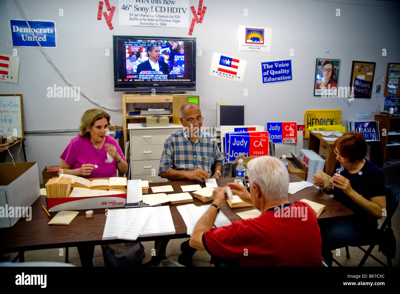 Democratic campaign volunteers in San Juan Capistrano, CA, USA Stock Photo