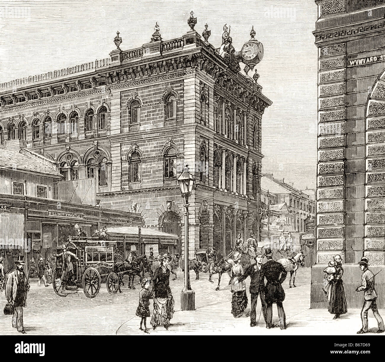The Post Office, George Street, Sydney, Australia, circa. 1880. Stock Photo