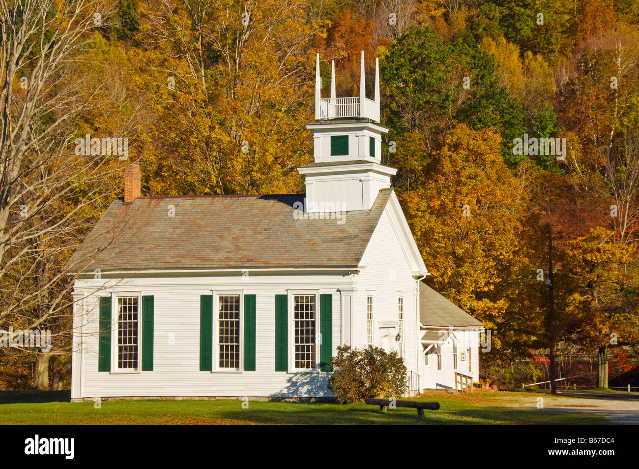 Traditional white timber clad church West Arlington near Manchester