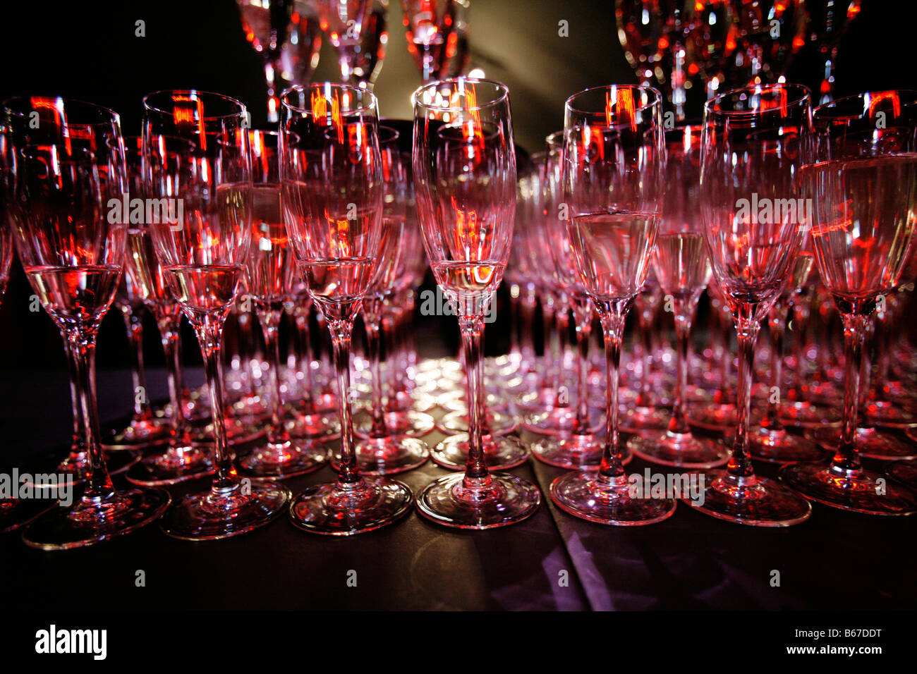 A stack of Champagne glasses Stock Photo Alamy