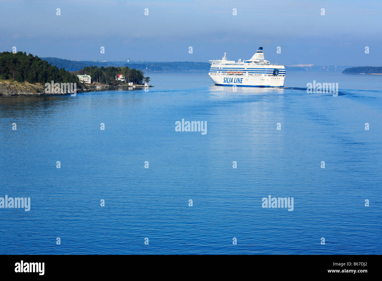 Water travel, ferry from Finland to Sweden in Baltic sea Stock Photo