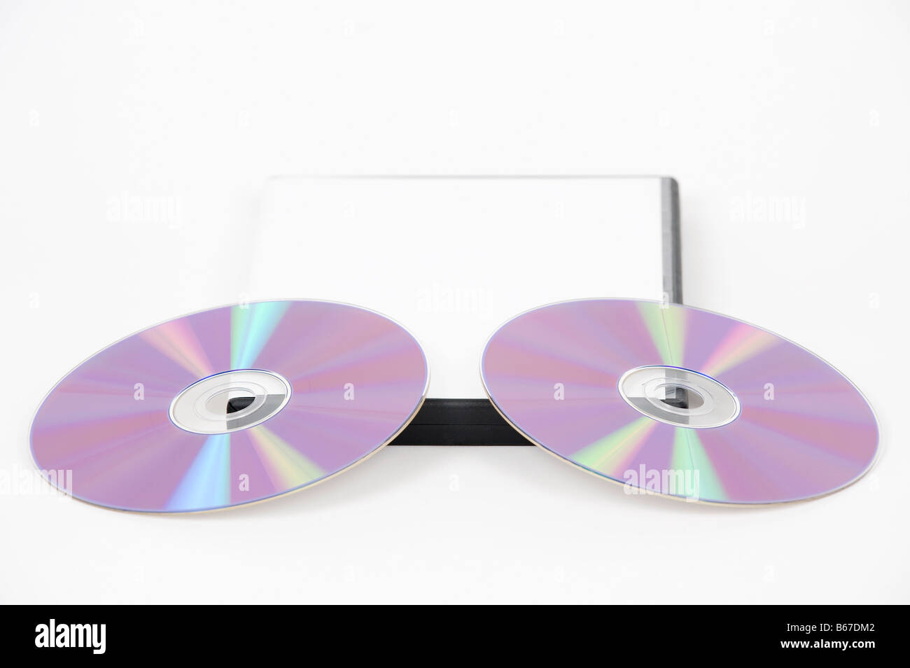 Two Blank DVDs on a case Stock Photo Alamy