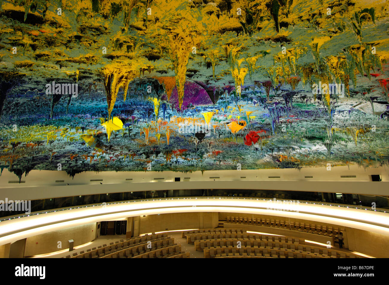 Human Rights and Alliance of Civilization room, ceiling sculpture by Miquel Barceló, UNO, Palais des Nations Geneva Switzerlan Stock Photo