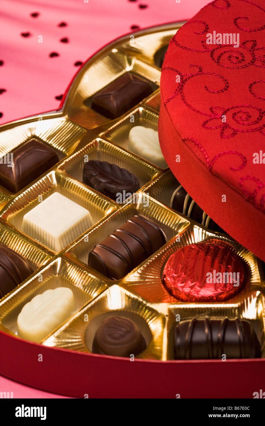 Heart shaped box of chocolates Stock Photo Alamy
