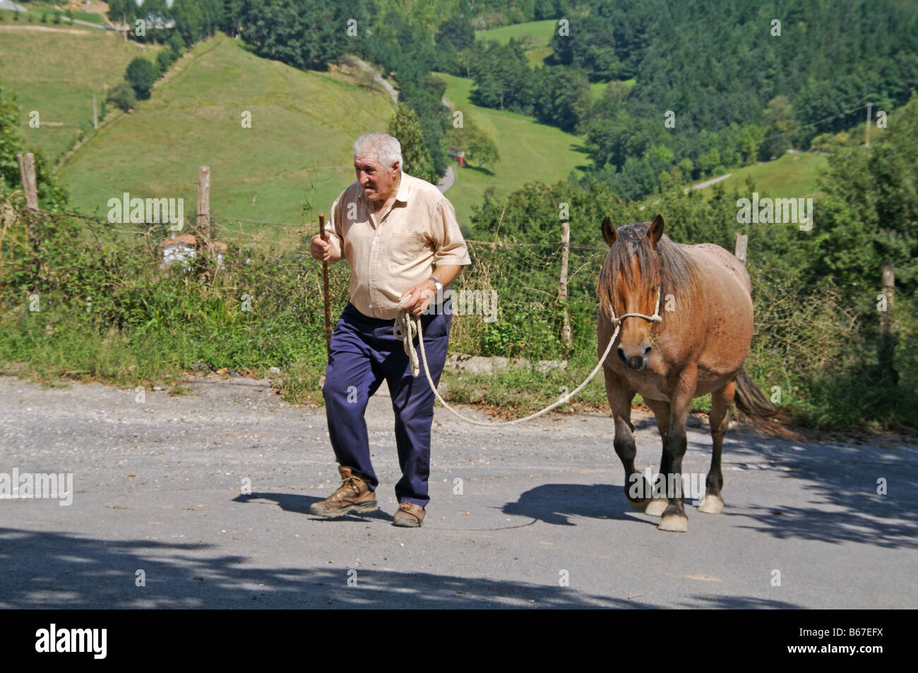 Basque Country Man Basque man with horse on hot summers day Stock Photo - Alamy