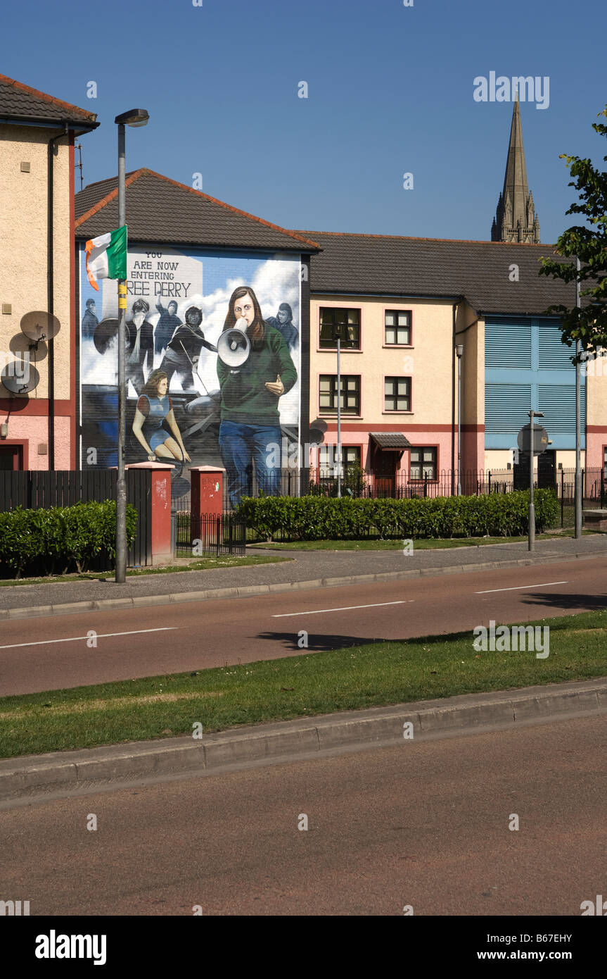 Murals commemorating Bloody Sunday in Londonderry. Stock Photo