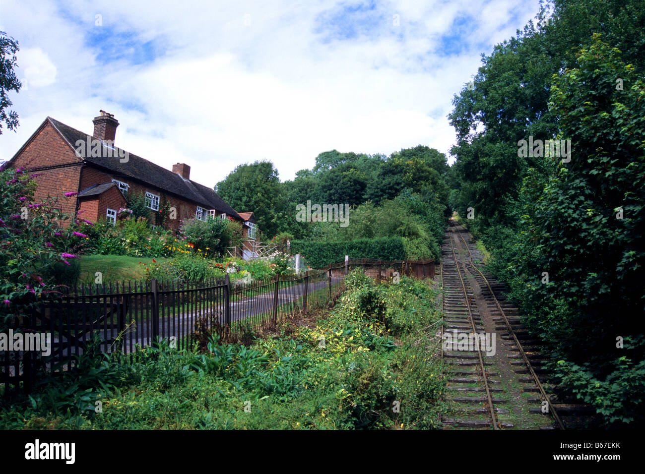 Old railway line in a village near Shrewsbury, Shropshire, UK Stock Photo