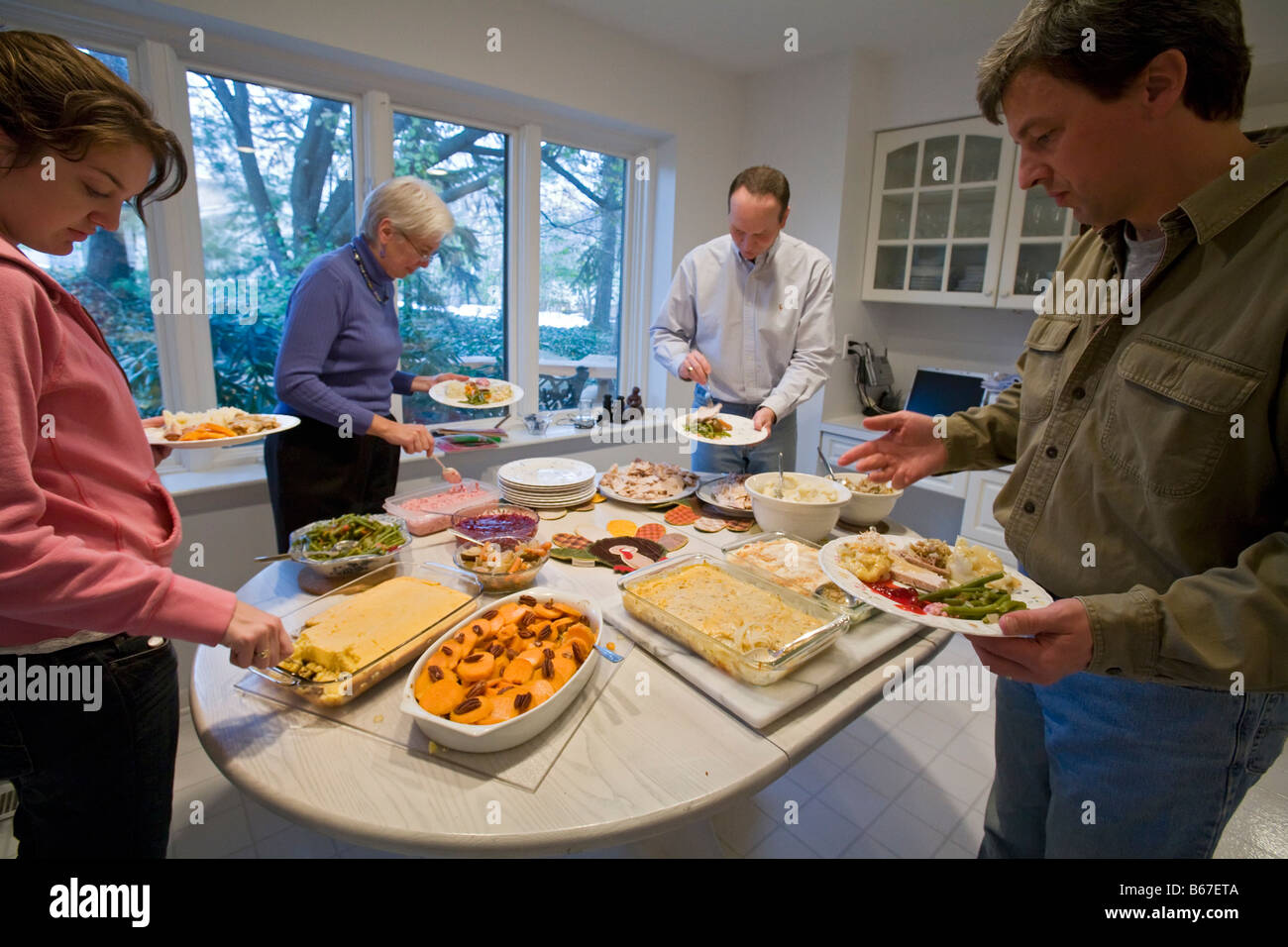 West Bloomfield Michigan Thanksgiving dinner is prepared in a family s kitchen Stock Photo