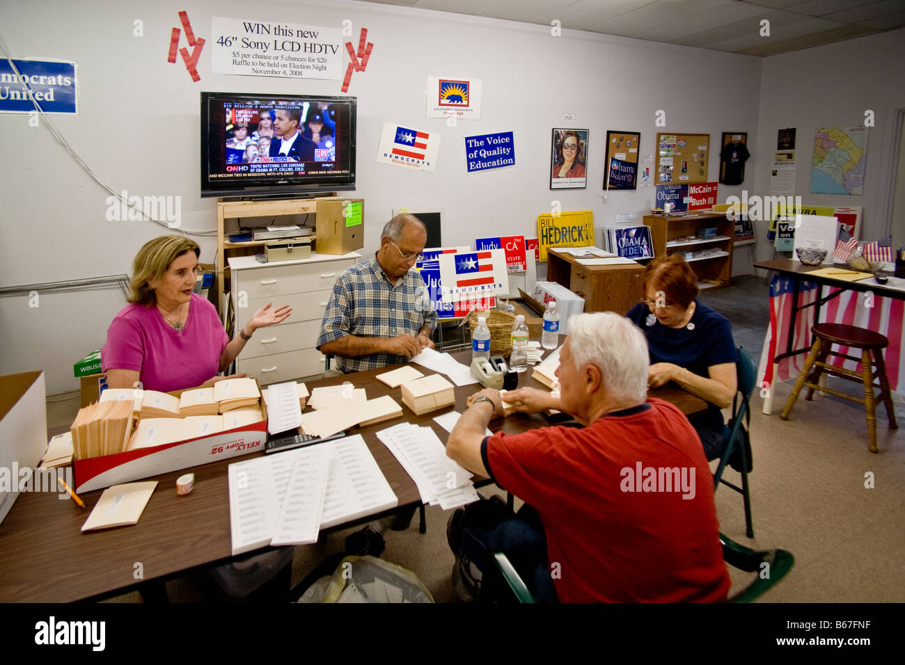 Democratic campaign volunteers in San Juan Capistrano, CA, USA Stock Photo