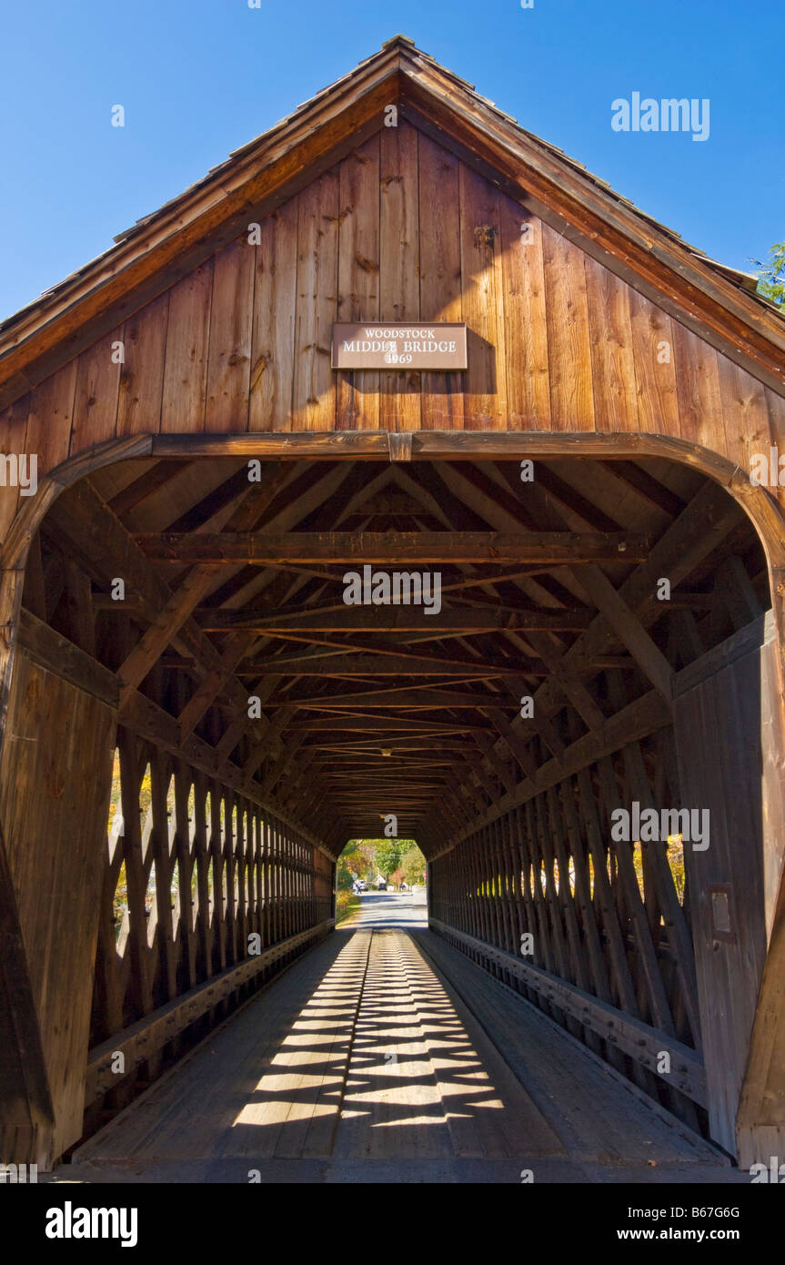 Traditional covered bridge Woodstock middle bridge Vermont new england