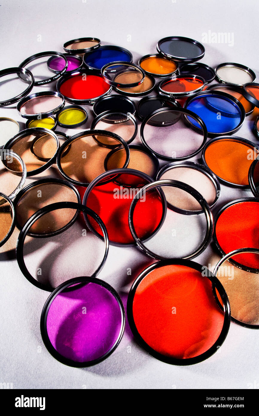 Closeup of colorful photographic filters Stock Photo