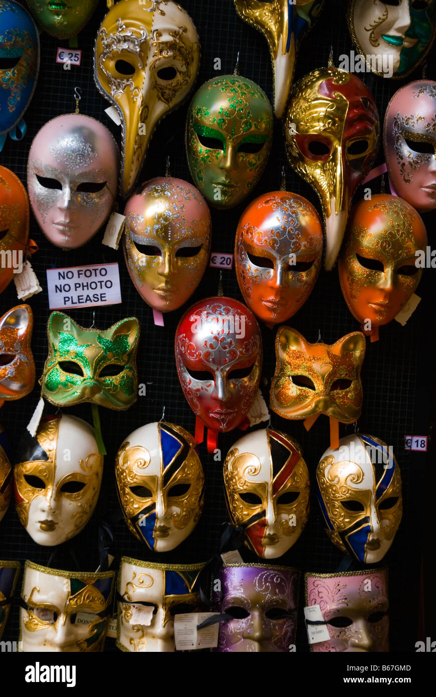 Carnevale masks at Rialto market in Venice Italy Europe Stock Photo