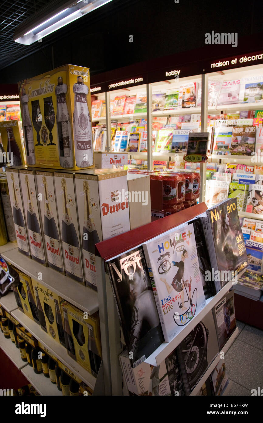 Shelves of books & magazines for Eurostar train passengers at the Relay