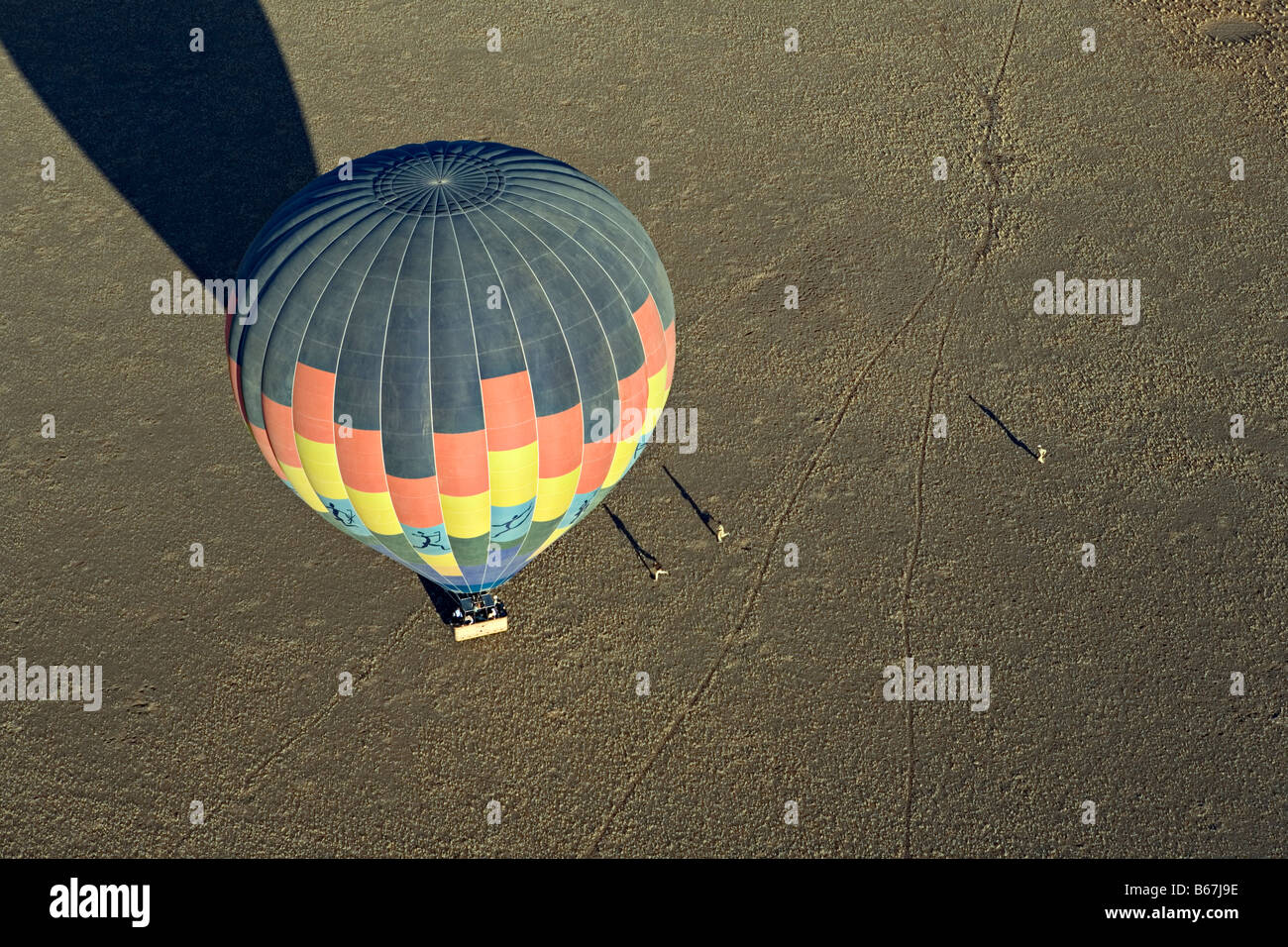Hot air ballooning over Namib Desert dunes Naukluft NP Namibia Stock Photo
