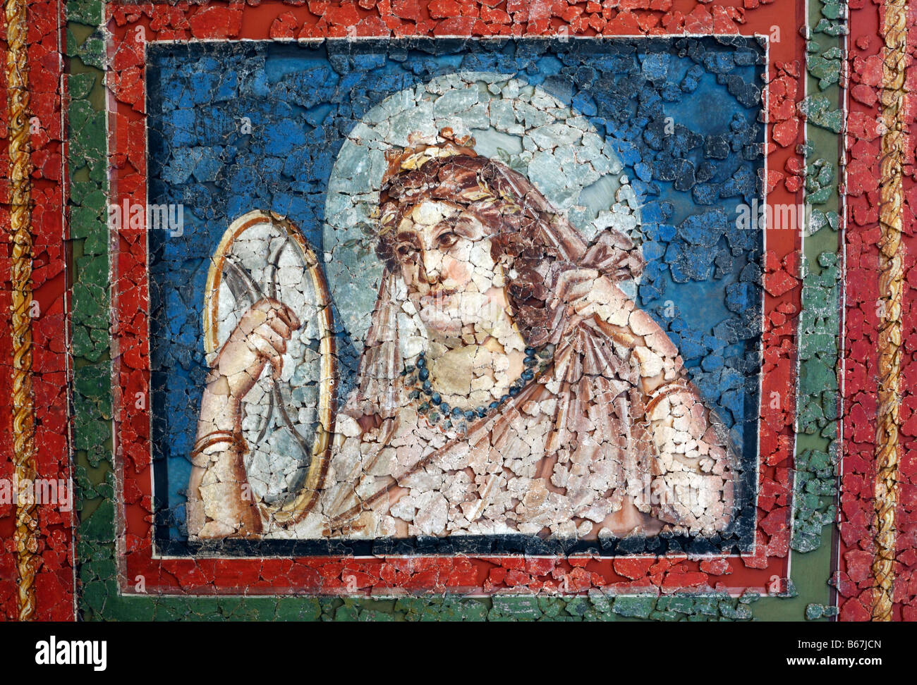 Woman with mirror, Roman painting in Rheinisches Landesmuseum museum