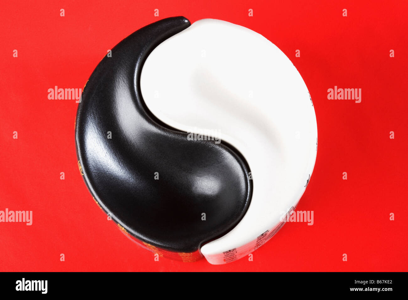 Close-up of a Ying Yang Chinese design ashtray Stock Photo