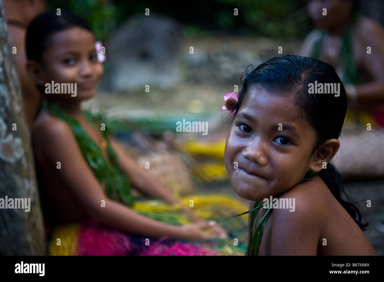 Young Yapese Girl smiles Micronesia Pacific Ocean Yap Stock Photo