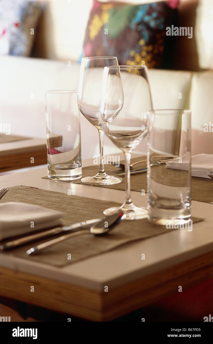 Place cover in Restaurant Pong, Manhattan, New York, USA, America Stock