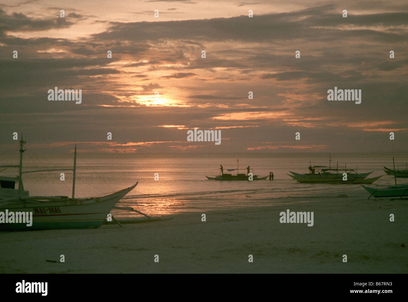 Sunset on Boracay island, the Philippines Stock Photo