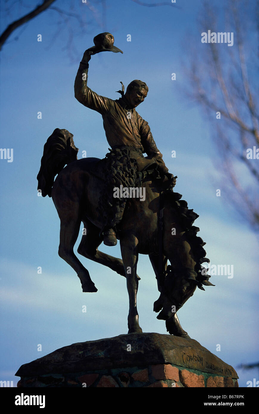 Cowboy Statue, Town Square, Jackson Hole, Wyoming, USA Stock Photo Alamy