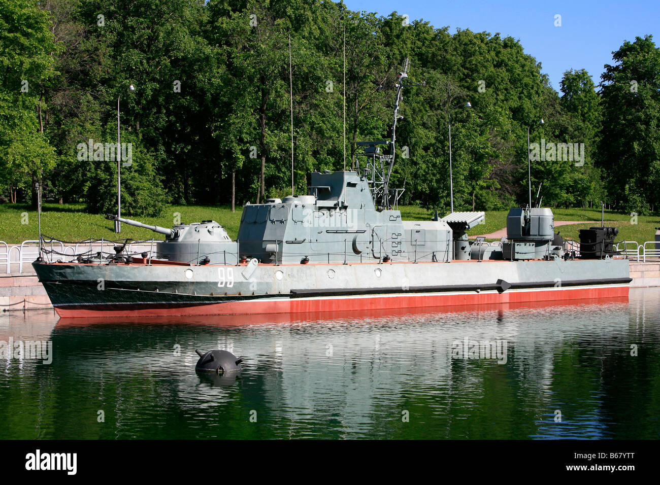 Soviet World War II patrol boat at Victory Park in Moscow, Russia Stock Photo