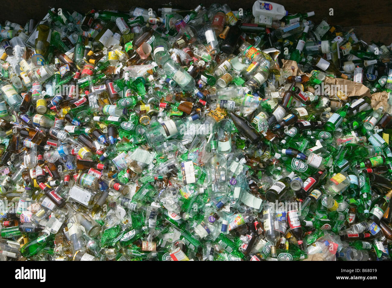 Glass Bottles in Recycling Centre, Nantucket, Massachusetts, USA Stock