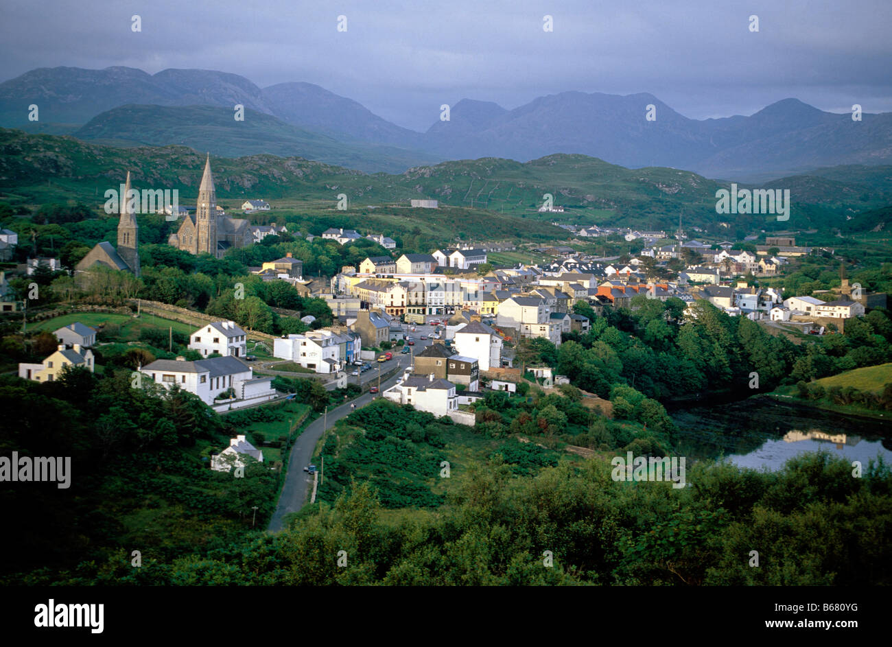 Aerial view of Clifden, Twelve Bens, Connemara, County Galway, Ireland Stock Photo Alamy