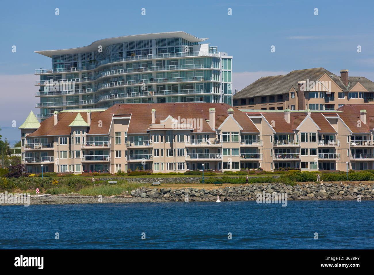 Condominiums Inner Harbour Victoria 'Vancouver Island' 'British Columbia' Canada Stock Photo