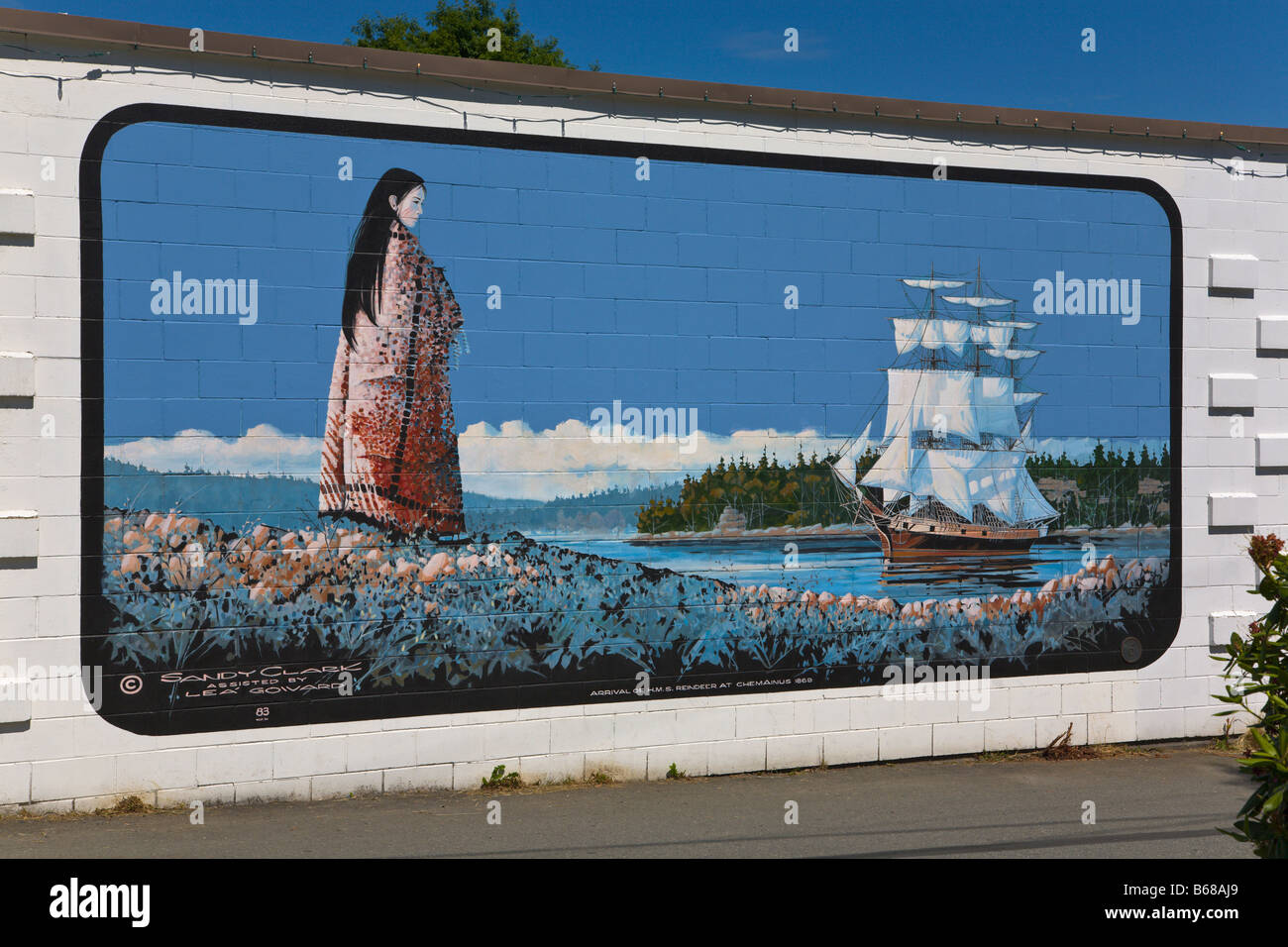 Painted wall murals Chemainus 'Vancouver Island' 'British Columbia' Canada Stock Photo