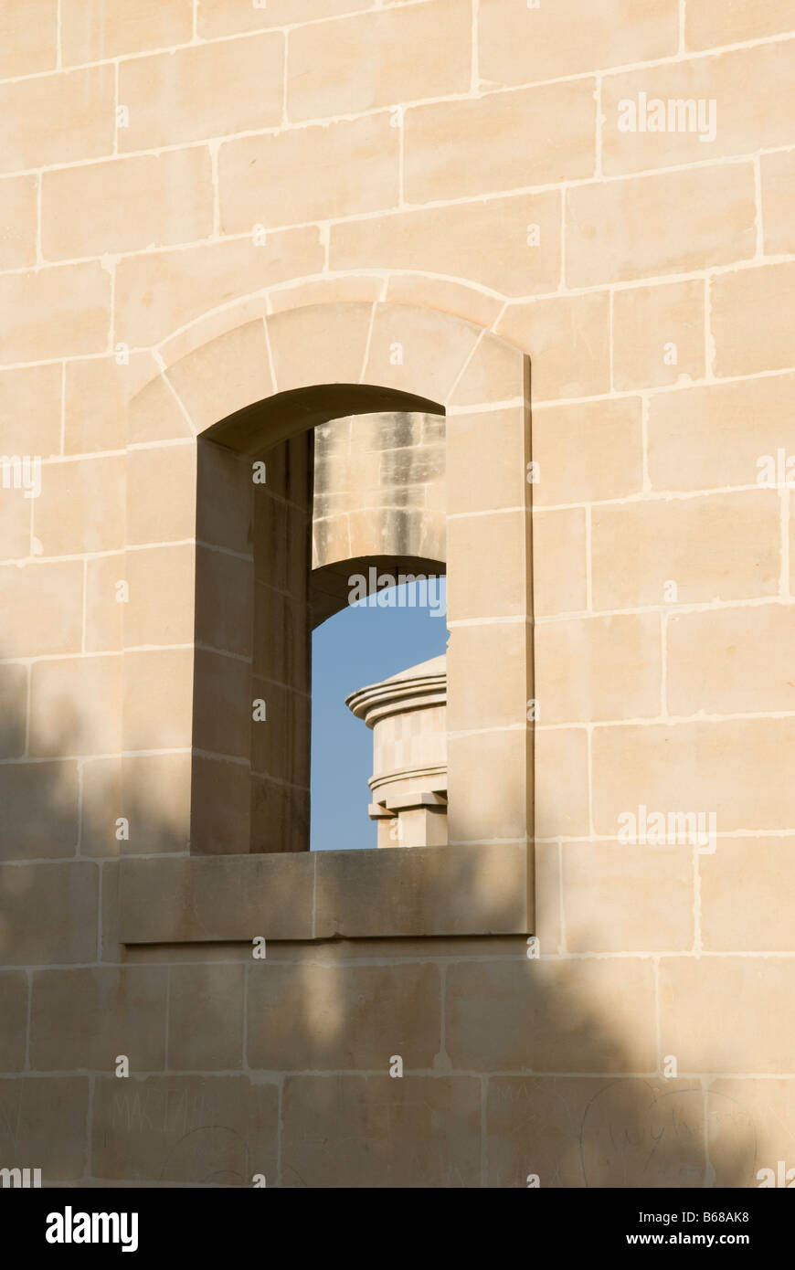 Seige Window Window view on Siege Bell, from Lower Barrakka Gardens Valletta Malta ...