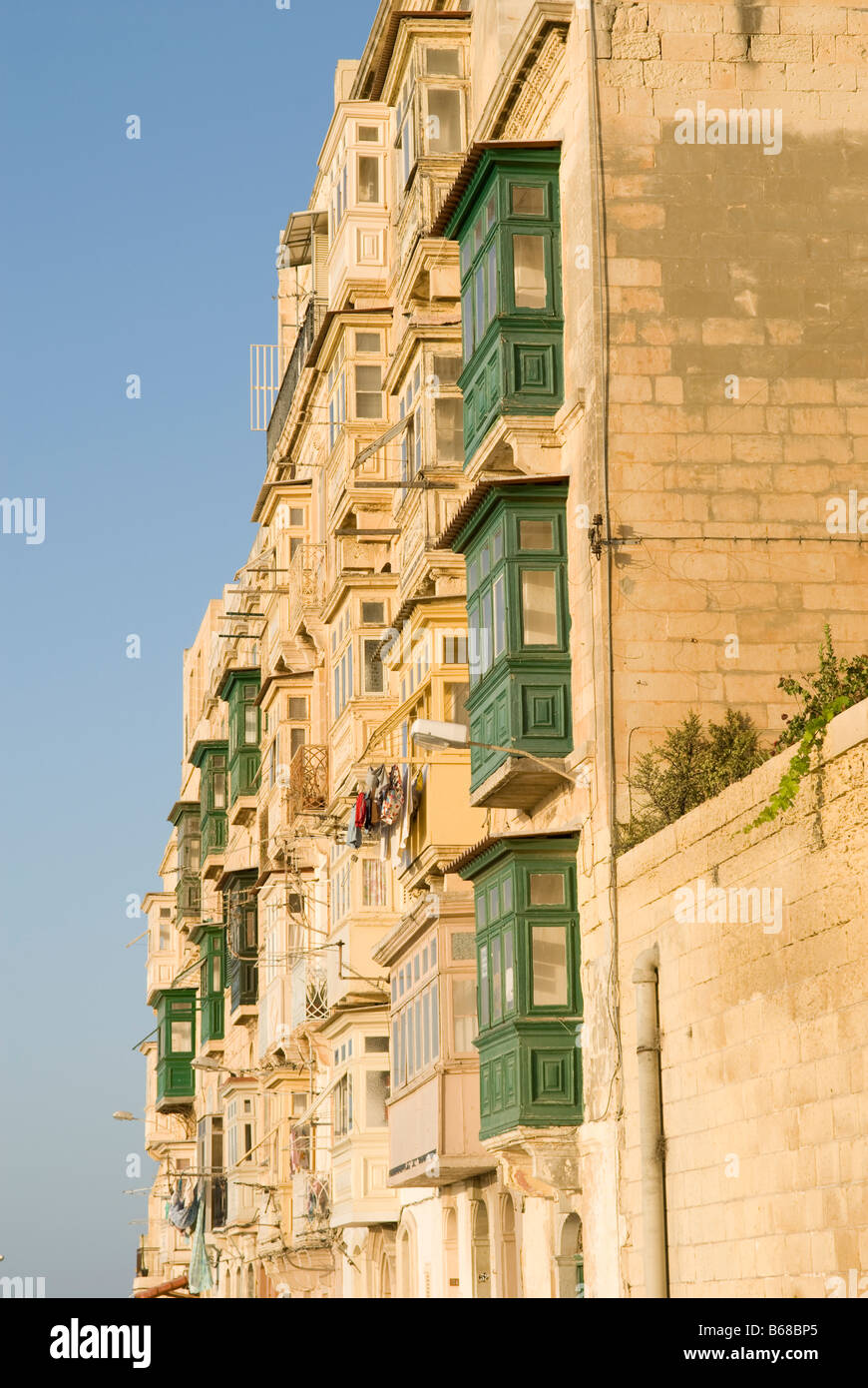 Balconies of apartment buildings, Valletta Malta Stock Photo Alamy