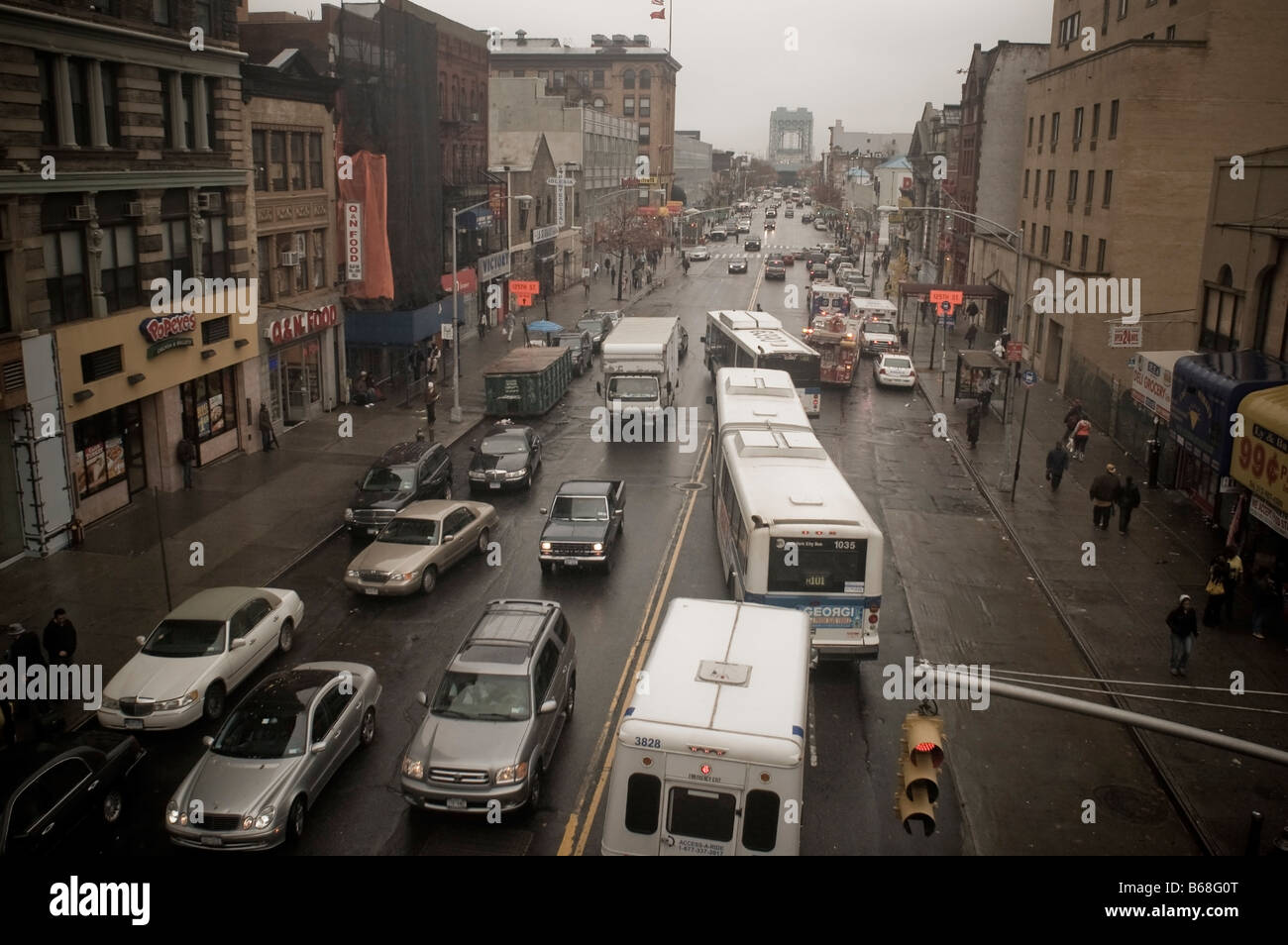 East 125th Street in Harlem is seen looking aast from Park Avenue Stock Photo