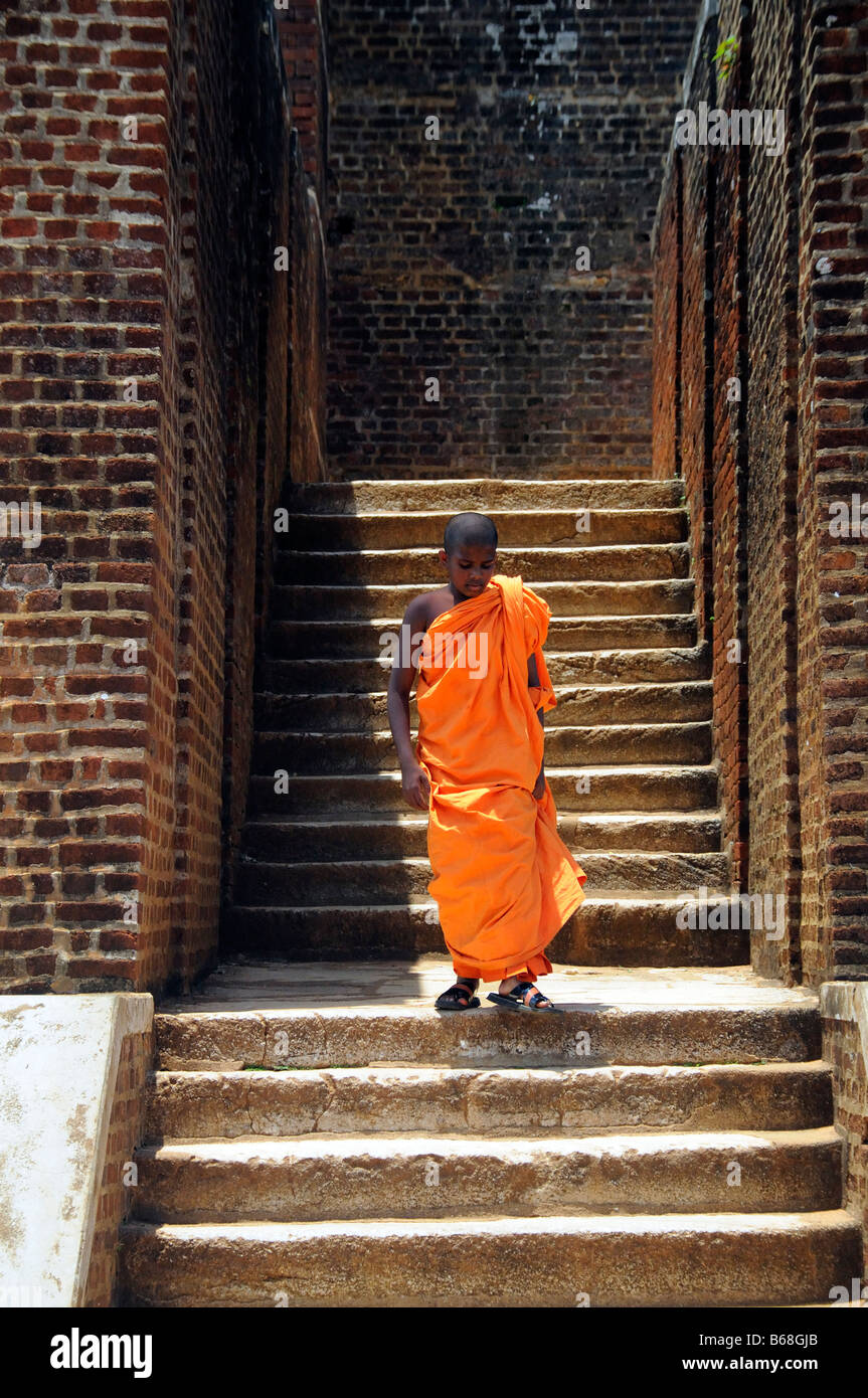 Young Buddist Monks at Sigiriya Rock Fortress Stock Photo