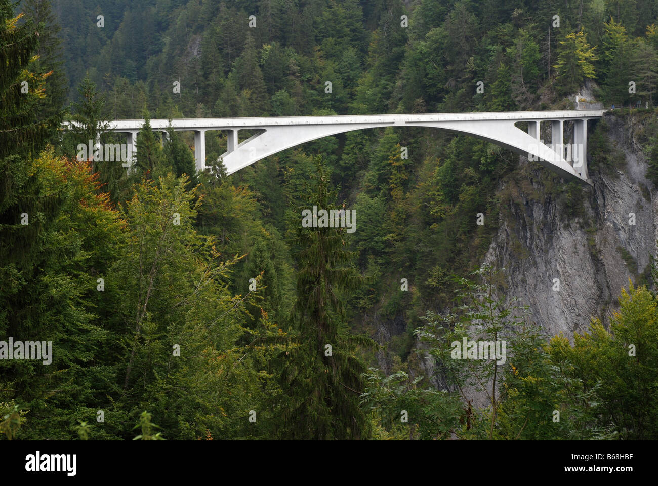 Salginatobel Bridge world monument Schiers Graubuenden Switzerland Stock Photo