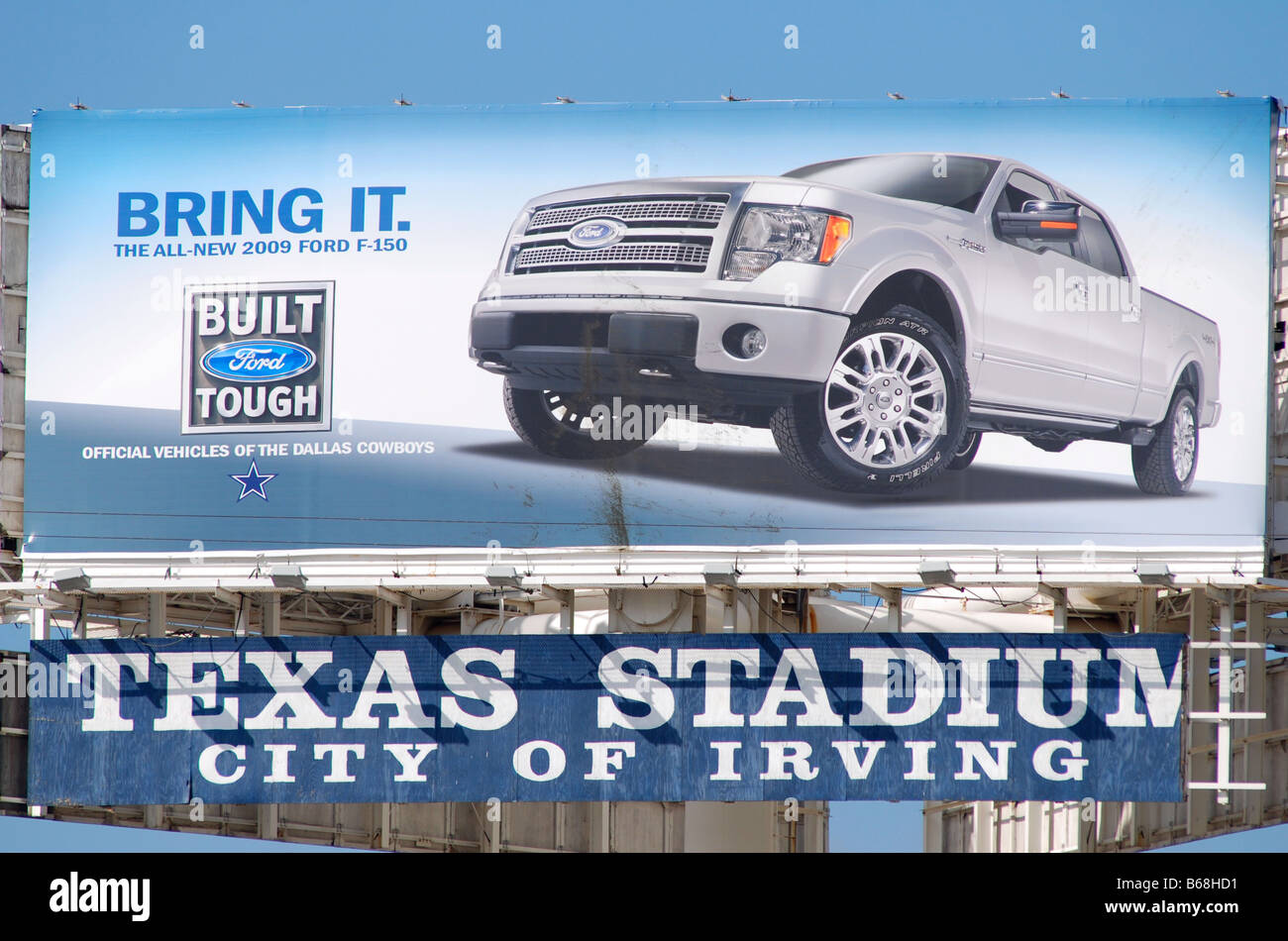 Ford advertisement on a billboard at Texas Stadium in Irving, Texas Stock Photo