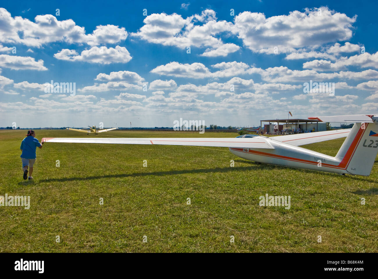 Blanik L23 glider prepares for launch, Greater Houston Soaring