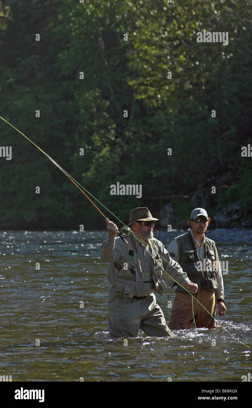 A salmon fisherman in action Stock Photo