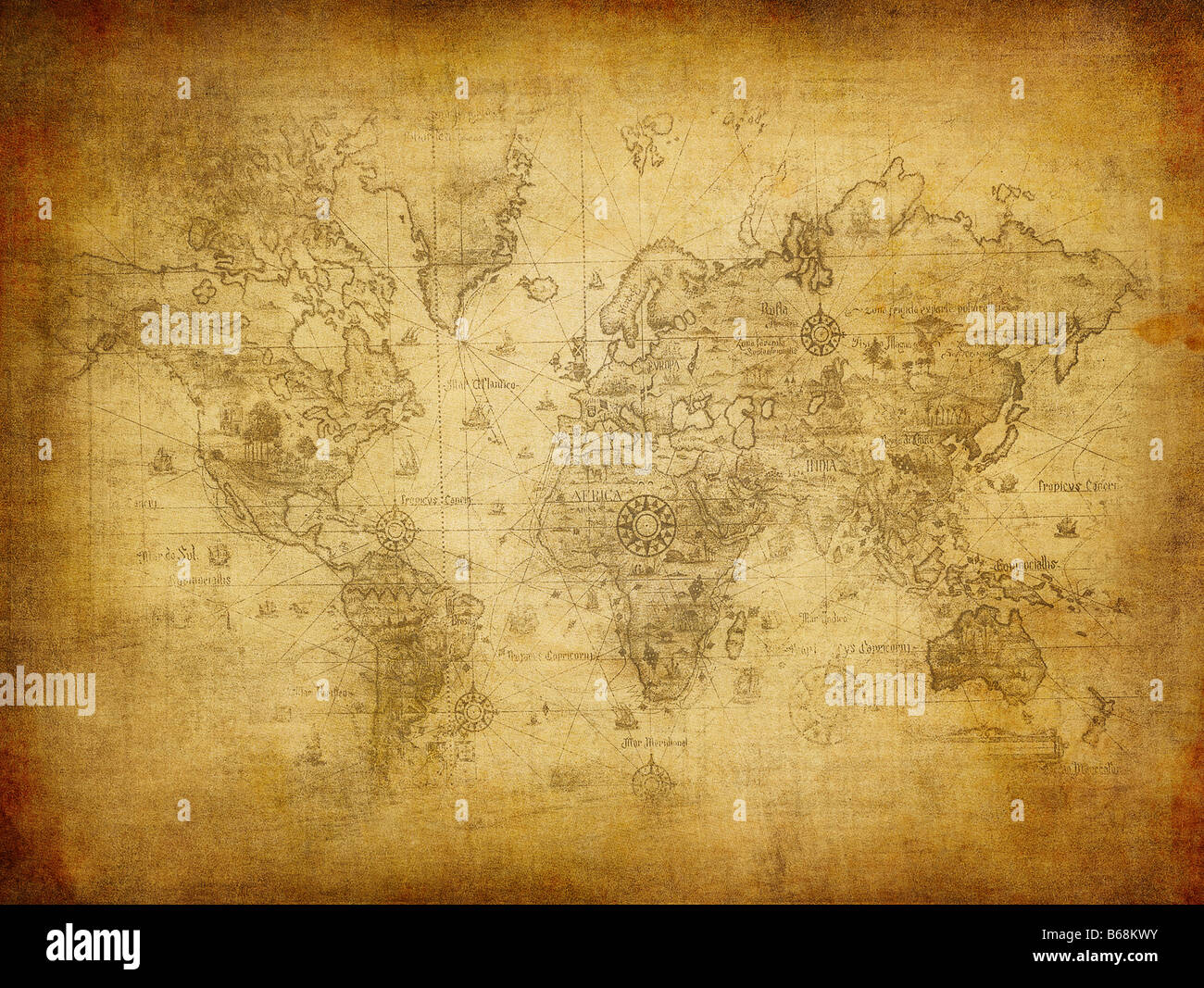 ancient map of the world Stock Photo