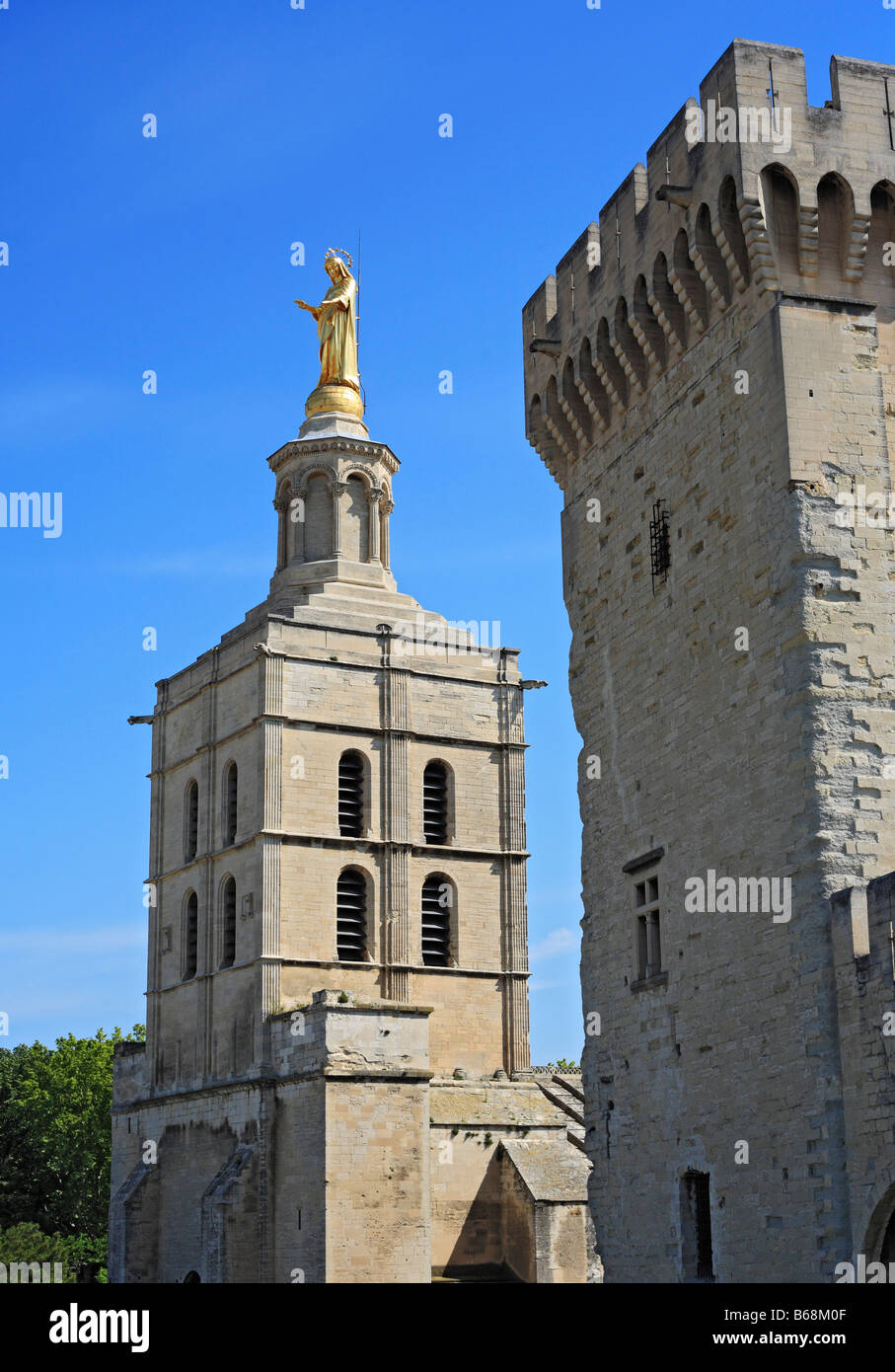 Avignon Cathedral (Notre-Dame des Doms), Papal Palace (14th century), UNESCO World Heritage Site, Avignon, Provence, France Stock Photo
