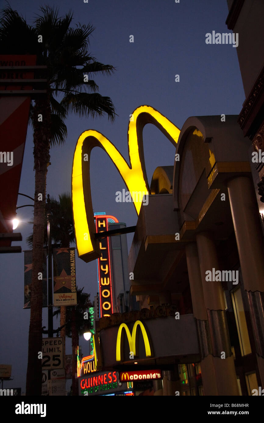 McDonald's restaurant in Hollywood at twilight Stock Photo