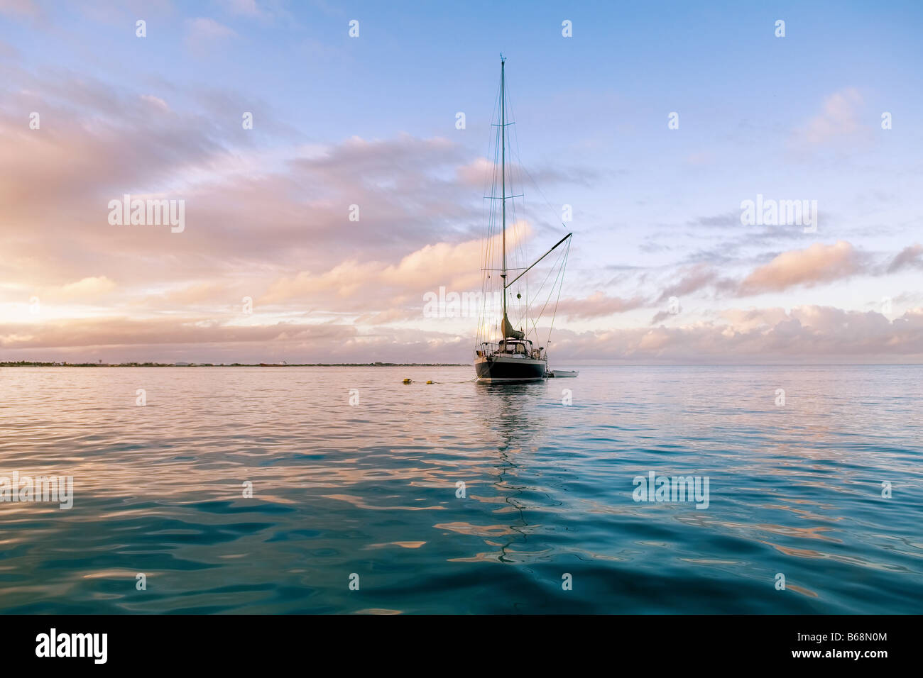 acht in a marine in Caribbean sea Morning Stock Photo