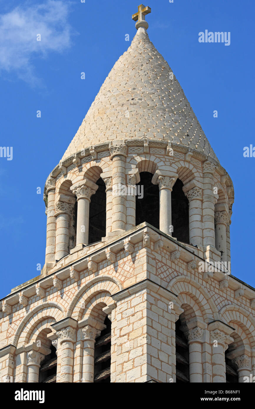 Church architecture, white stone cathedral Notre Dame la Grande (12 century), Poitiers, Poitou