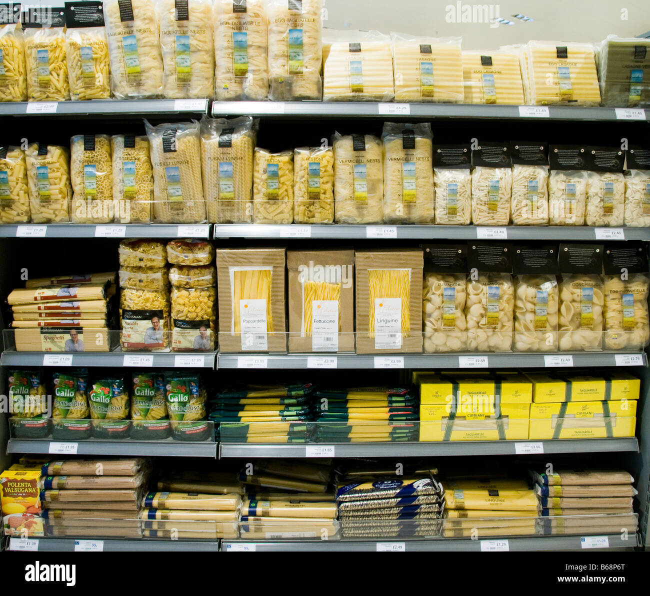 Pasta for sale in a supermarket Stock Photo Alamy