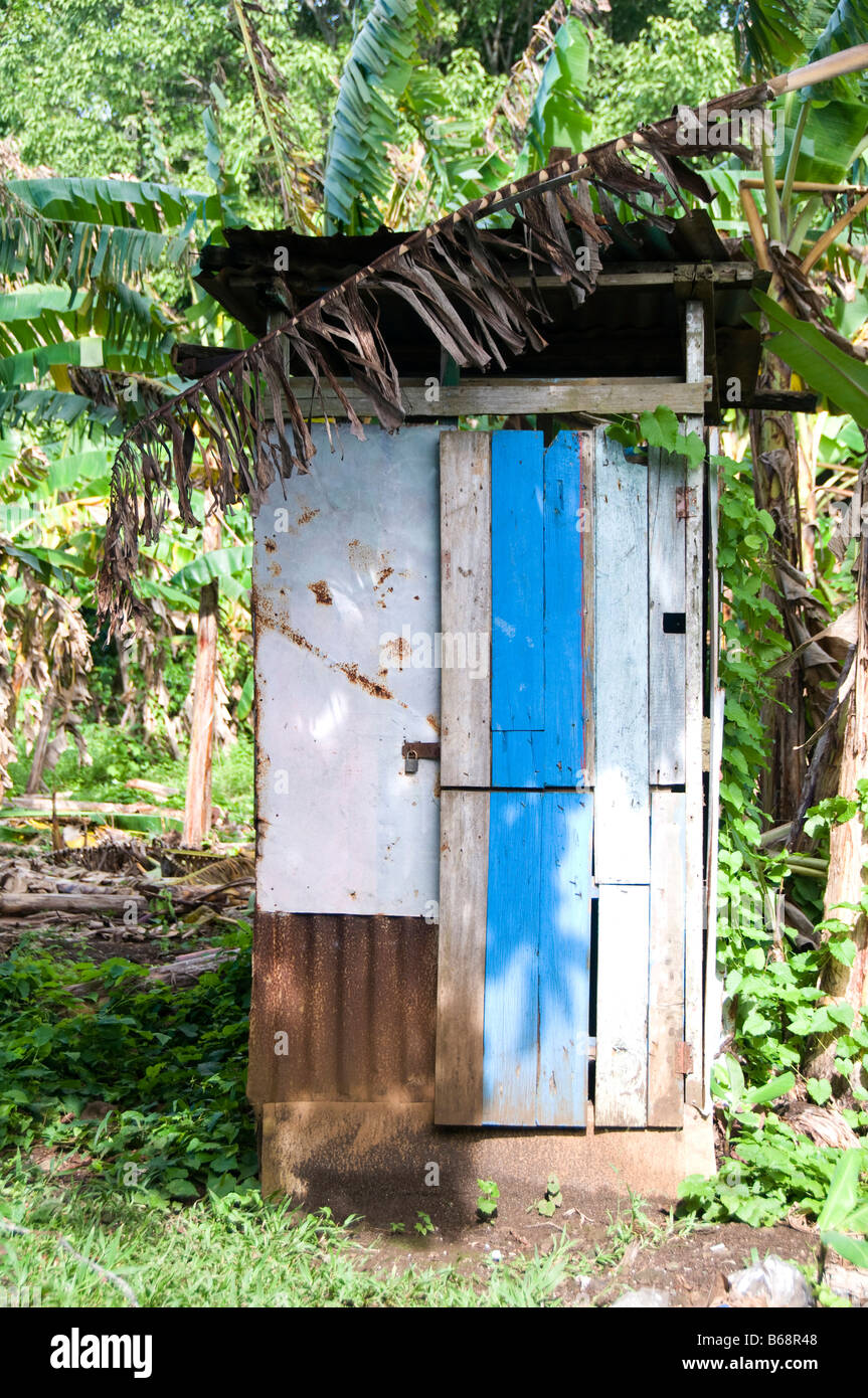 outhouse bathroom zinc sheet metal house with banana tree corn island