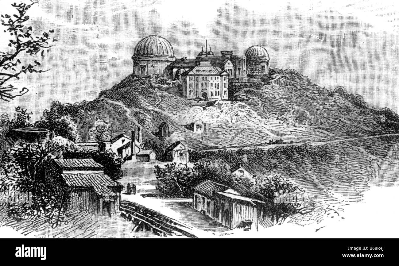 Lick Observatory Telescope Engraving circa 1890 San Jose California Stock Photo