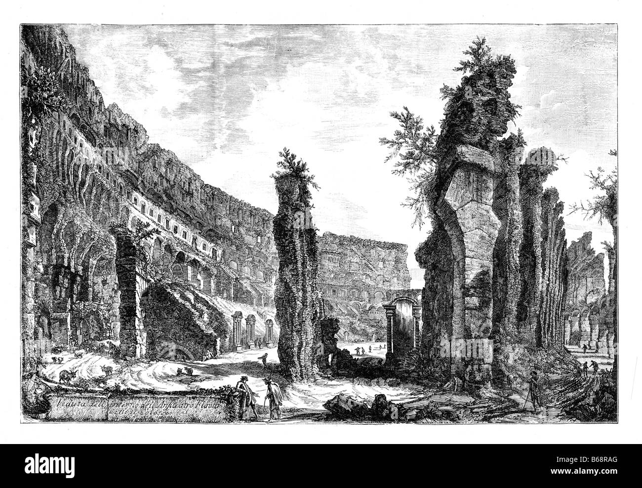 The Coliseum Rome in the 18th Century Illustration Stock Photo
