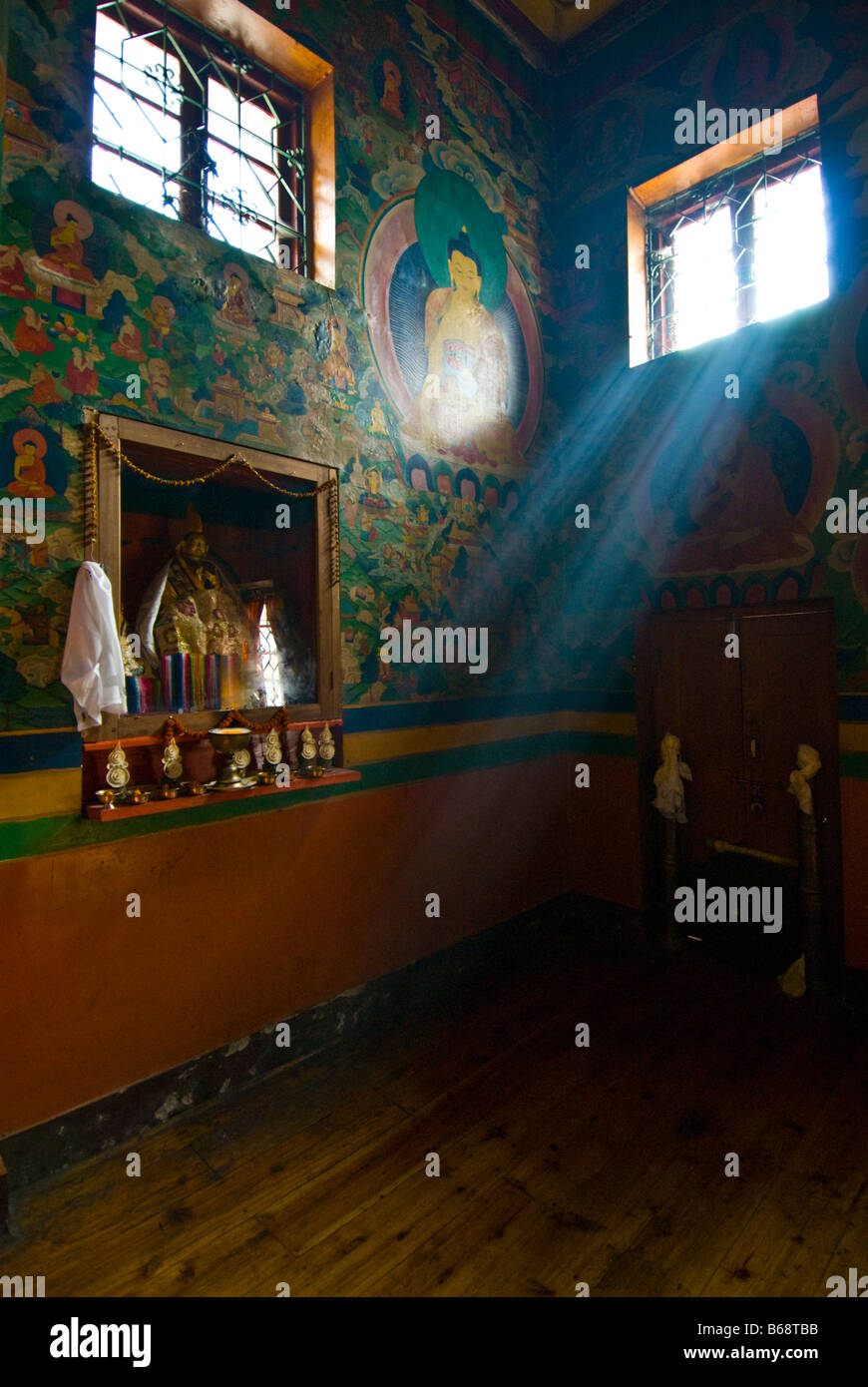 Inside Yiga Choeling Monastery, Ghoom, India Stock Photo