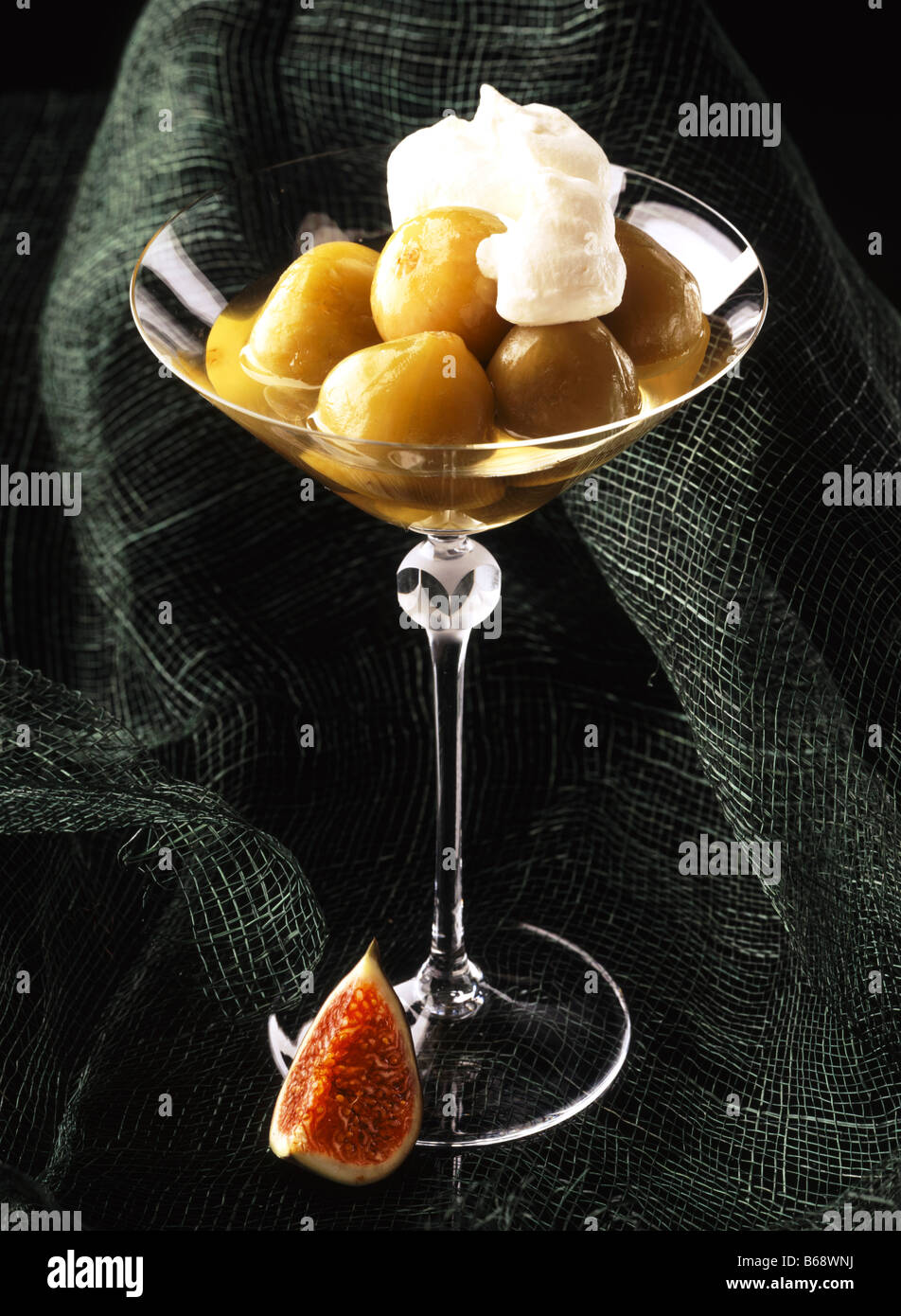 preserved figs in an elegant glass Stock Photo