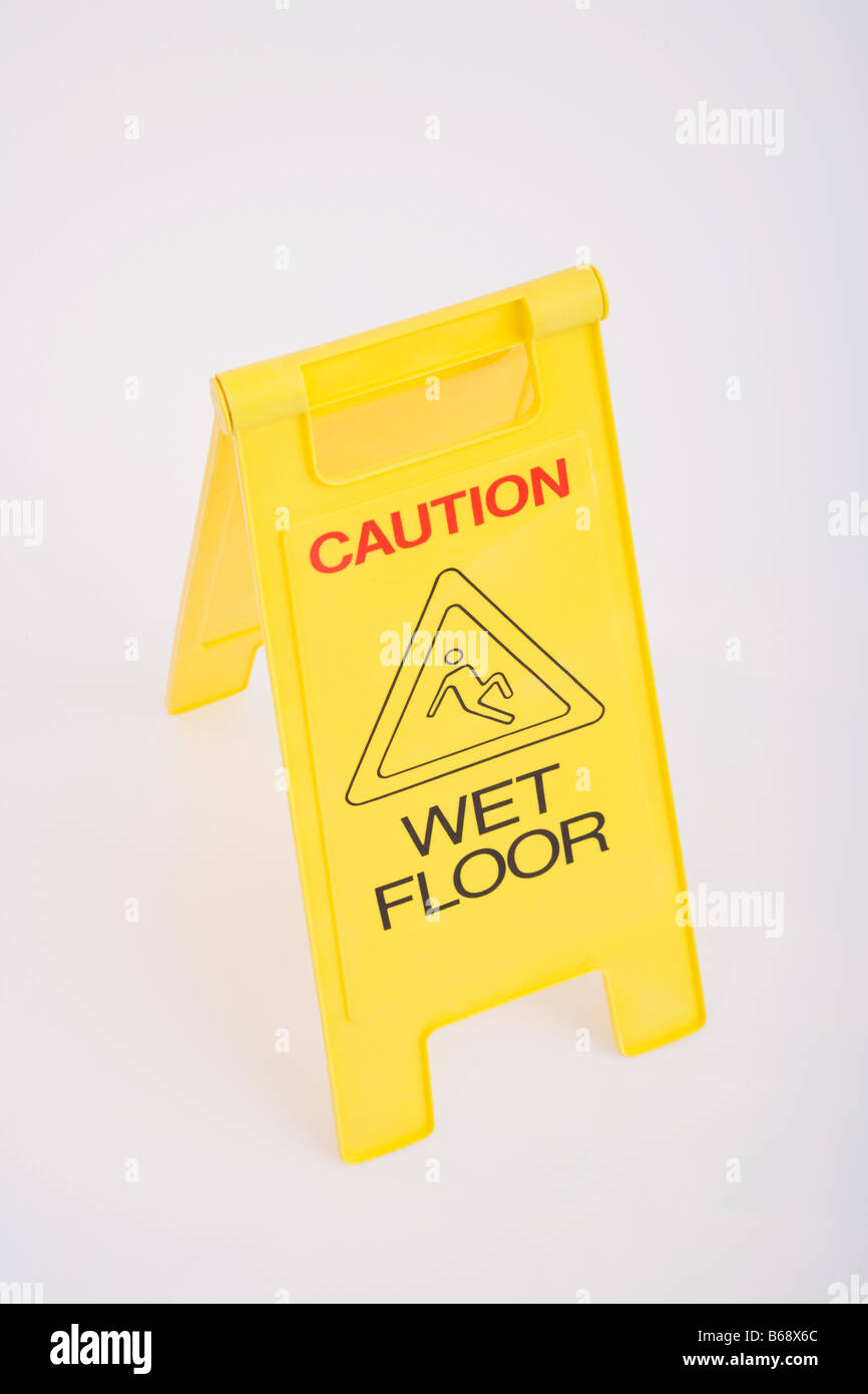 Wet floor warning sign Stock Photo
