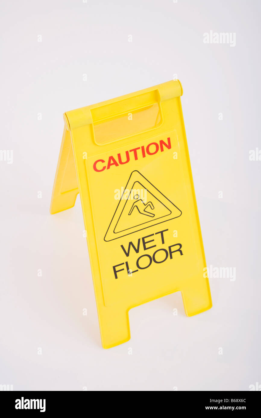 Wet floor warning sign Stock Photo Alamy